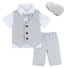 Baby Boy Baptism Suit Set Newborn Birthday Party Gift Tuxedo Infant with Hat Bow Tie Clothes Toddler Gentleman Outfit 3Pcs
