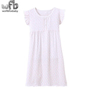 Retail 3-14 years cotton children's home wear nightdress girl baby pajamas autumn fall summer