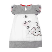 Baby Girls Summer Cute Dress Lovely Bowknot Cartoon Dog Print O-Neck Fly Sleeve Casual Dresses for Girl Children Dresses