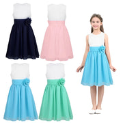 Kids Girls Pleated Flower Girl Dress Pageant Wedding Vestidos Birthday Party Dresses 4-14 Years Summer Chiffon Princess Dress