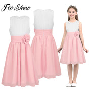Kids Girls Pleated Flower Girl Dress Pageant Wedding Vestidos Birthday Party Dresses 4-14 Years Summer Chiffon Princess Dress