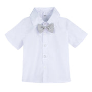 Baby Boy Baptism Suit Set Newborn Birthday Party Gift Tuxedo Infant with Hat Bow Tie Clothes Toddler Gentleman Outfit 3Pcs