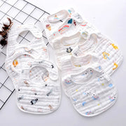 8-Layers Baby Bibs Gauze U-shaped Bib Cotton Print Saliva Towel Food Grade Organic Cotton Washable Baby Feeding Thickened Bib