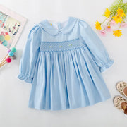 Baby Girls Dresses With Embroidery & Smocking Toddler Girl Dress Children Spring Autumn Party Clothing 1-5Y