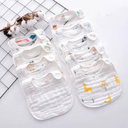 8-Layers Baby Bibs Gauze U-shaped Bib Cotton Print Saliva Towel Food Grade Organic Cotton Washable Baby Feeding Thickened Bib