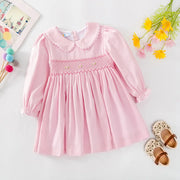 Baby Girls Dresses With Embroidery & Smocking Toddler Girl Dress Children Spring Autumn Party Clothing 1-5Y