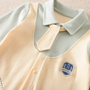 Cotton Baby Boys Romper Infant Gentleman Suit Preppy Style Knitted Onesie Newborn Long Sleeves Handsome Clothes 0-12M