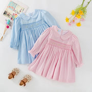 Baby Girls Dresses With Embroidery & Smocking Toddler Girl Dress Children Spring Autumn Party Clothing 1-5Y