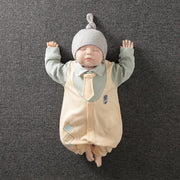 Cotton Baby Boys Romper Infant Gentleman Suit Preppy Style Knitted Onesie Newborn Long Sleeves Handsome Clothes 0-12M