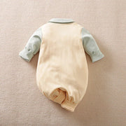 Cotton Baby Boys Romper Infant Gentleman Suit Preppy Style Knitted Onesie Newborn Long Sleeves Handsome Clothes 0-12M